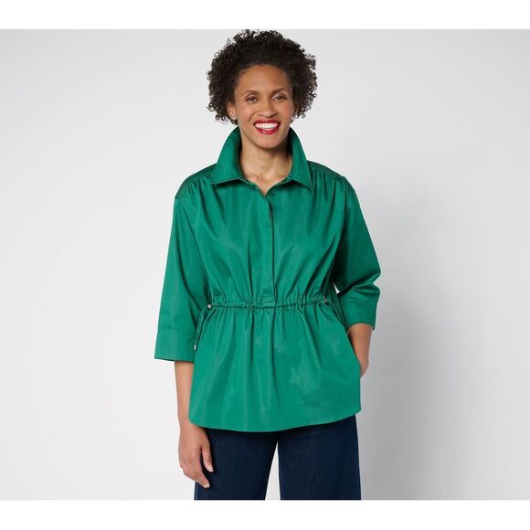 Carla Rockmore Collection Women's Top Petite 1XP -Sleeve Shirt Green A683907 - Picture 1 of 4